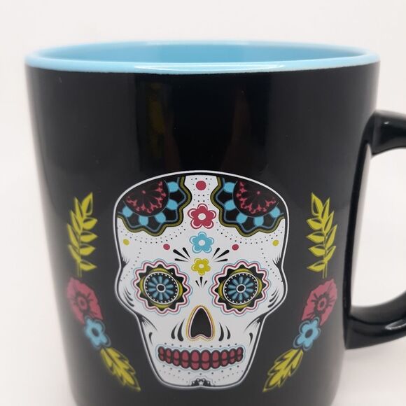 Sugar Skull Coffee Cup 18 oz Ceramic Mug Day Of The Dead Mug. New - Picture 4 of 8